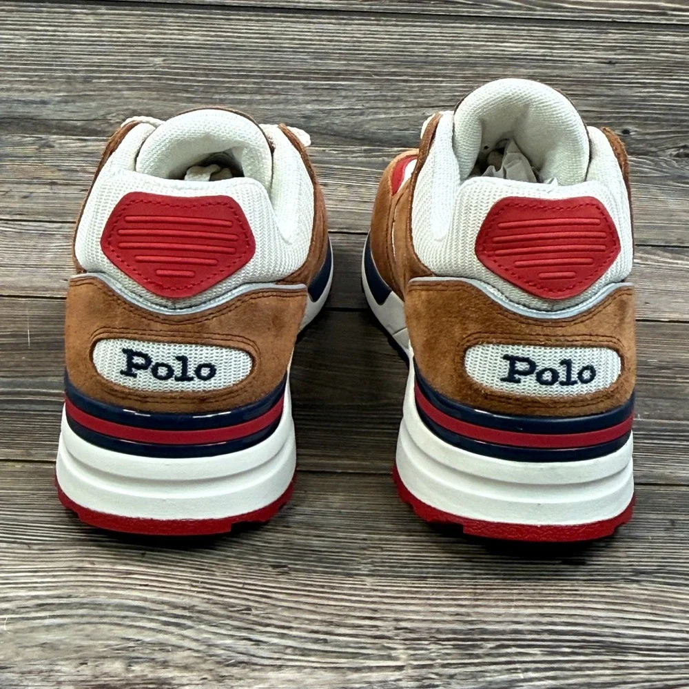 Polo Ralph Lauren Mens Size 12 Trackstr 200 Sneakers Brown Suede Mesh
